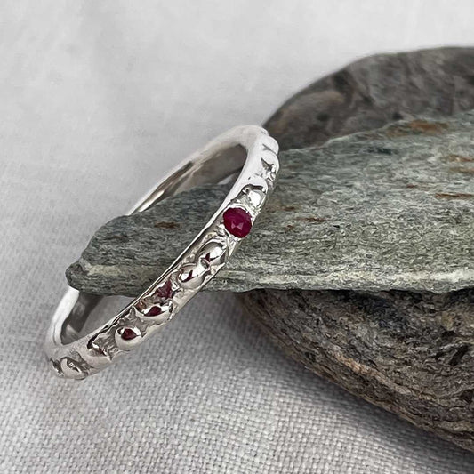 Single Ruby Fluid Stacking Ring - HerbertandWilks Jewellery