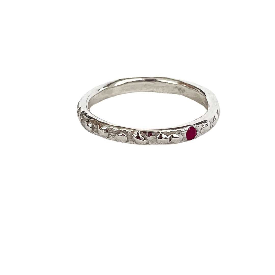 Single Ruby Fluid Stacking Ring - HerbertandWilks Jewellery