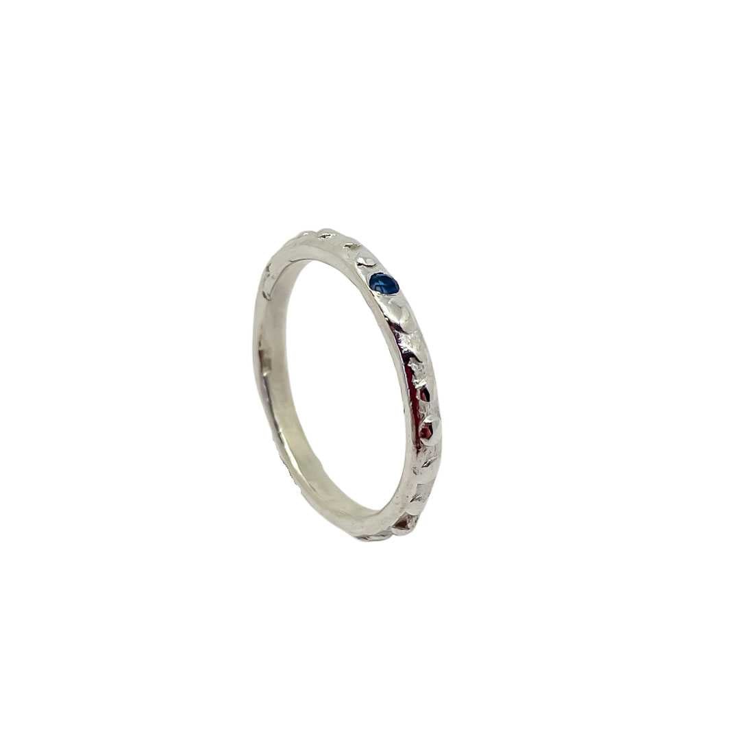 Single Sapphire Fluid Stacking Ring - HerbertandWilks Jewellery