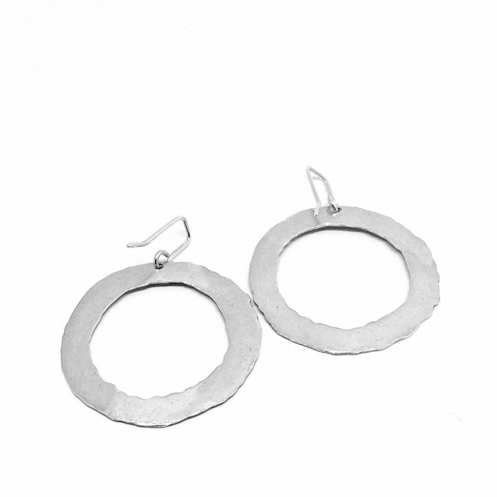 Textured Circle Hoop Earrings | Hooks | Sterling Silver - HerbertandWilks Jewellery