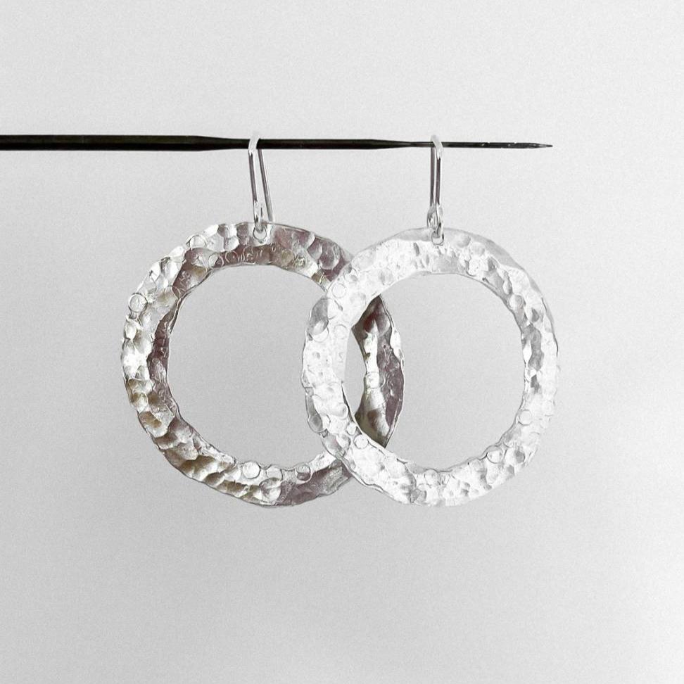 Textured Circle Hoop Earrings | Hooks | Sterling Silver - HerbertandWilks Jewellery