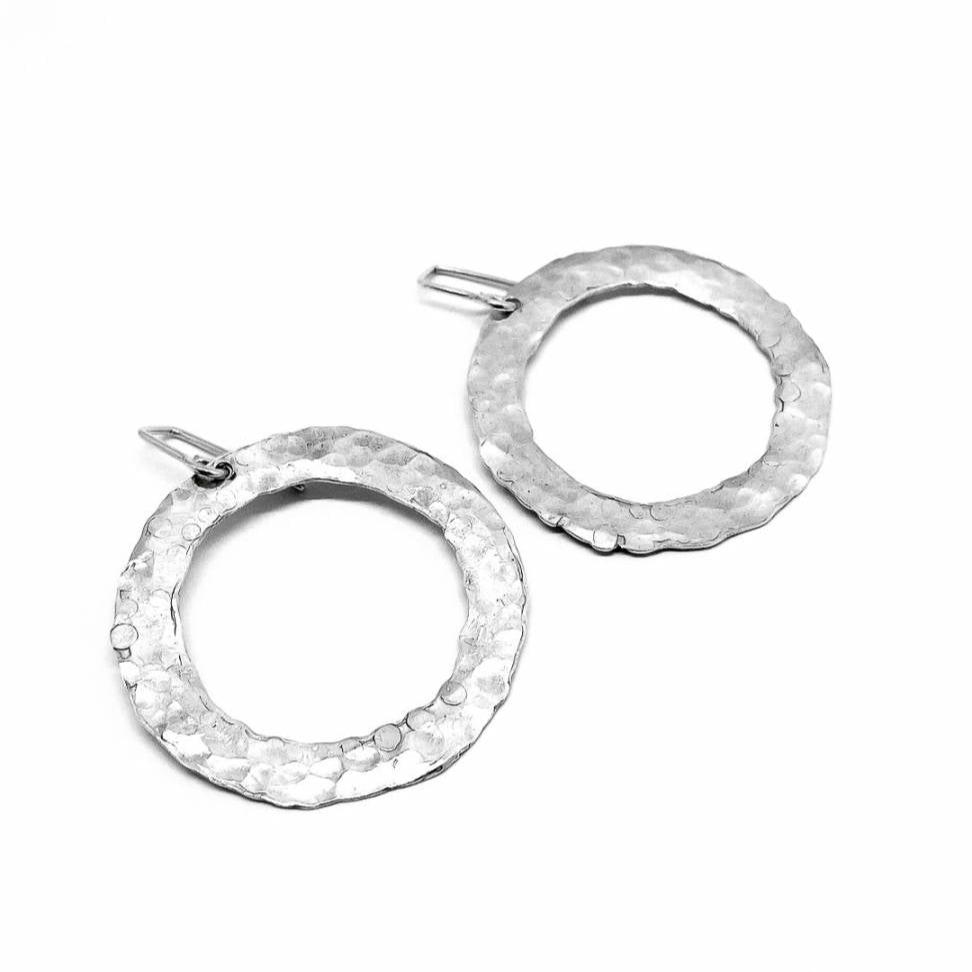 Textured Circle Hoop Earrings | Hooks | Sterling Silver - HerbertandWilks Jewellery