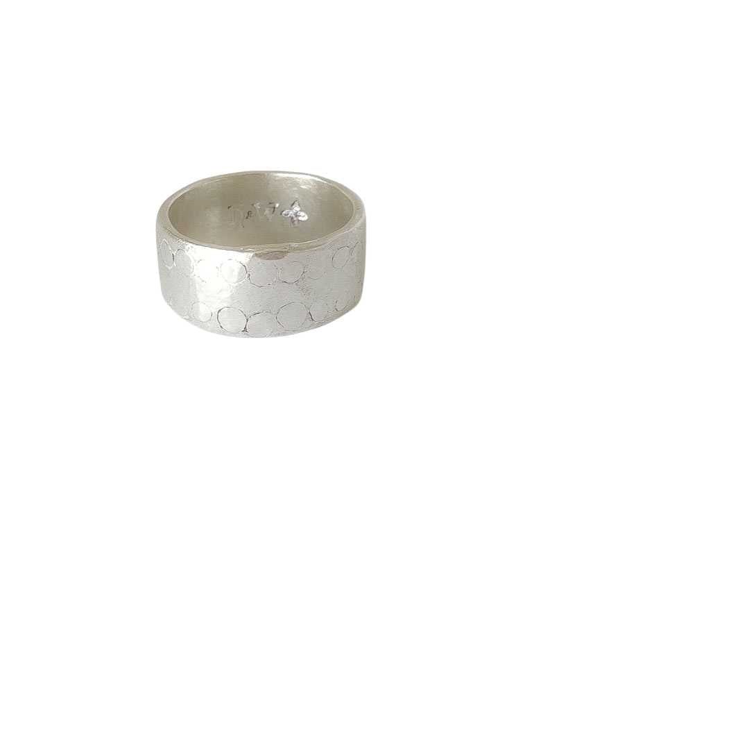 Textured Wide Organic Ring Band in Sterling Silver - V3a - HerbertandWilks Jewellery