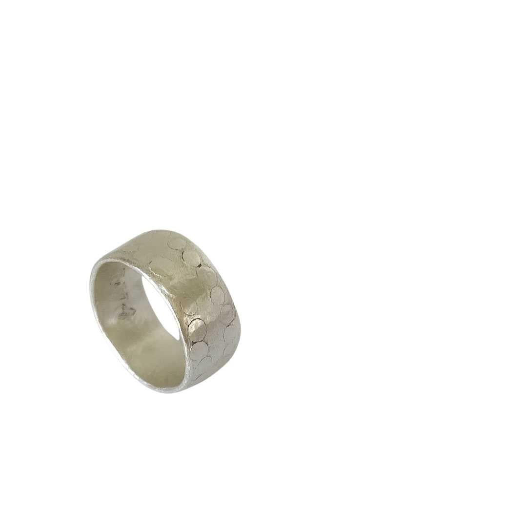 Textured Wide Organic Ring Band in Sterling Silver - V3a - HerbertandWilks Jewellery