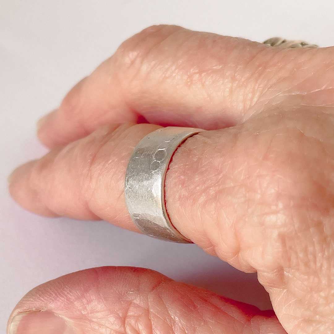 Textured Wide Organic Ring Band in Sterling Silver - V3a - HerbertandWilks Jewellery