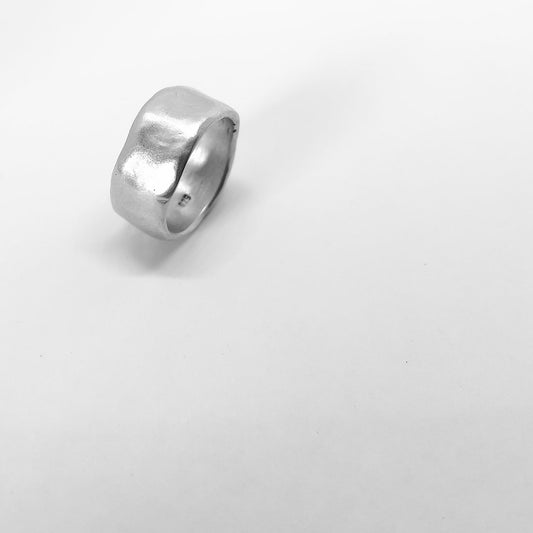 Wide Band - Organic Ring - Sterling Silver - Size H 1/2 - HerbertandWilks Jewellery