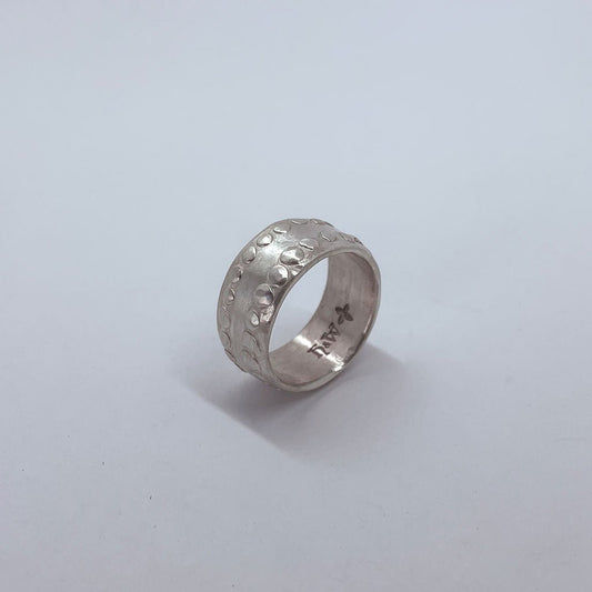 Wide Textured Band in Sterling Silver - Fluid Ring - V3 - HerbertandWilks Jewellery