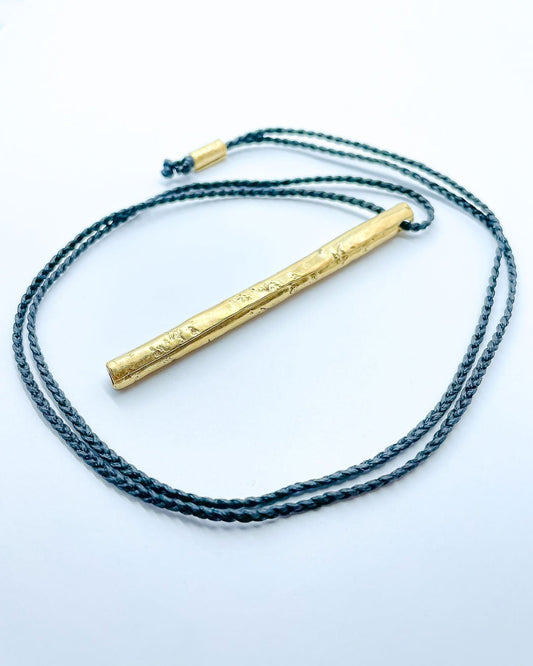 Wrapped Cylindrical Pendant - 18ct Gold Plate - HerbertandWilks Jewellery