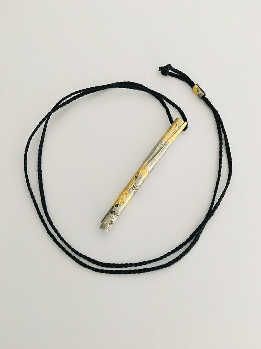 Wrapped Cylindrical Pendant in Fine Silver and 24ct Gold - HerbertandWilks Jewellery