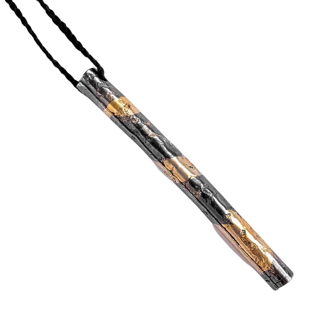 Wrapped Cylindrical Pendant in Fine Silver and 24ct Gold - HerbertandWilks Jewellery