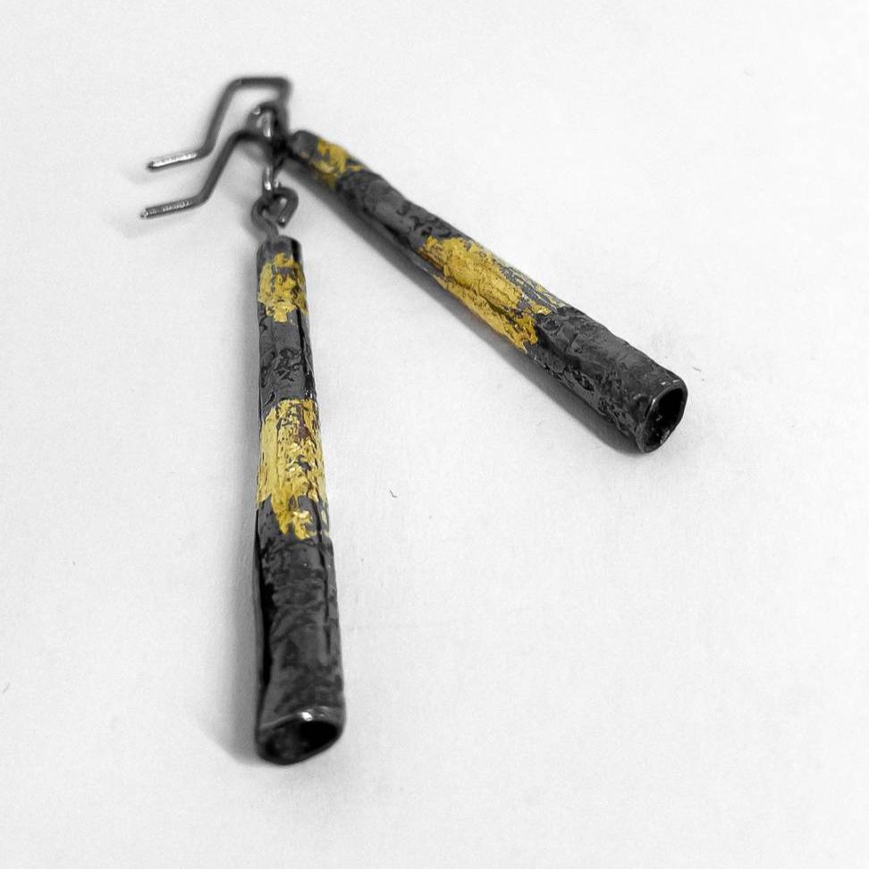 Wrapped Narrow Pendant Earrings - Mid Length - HerbertandWilks Jewellery