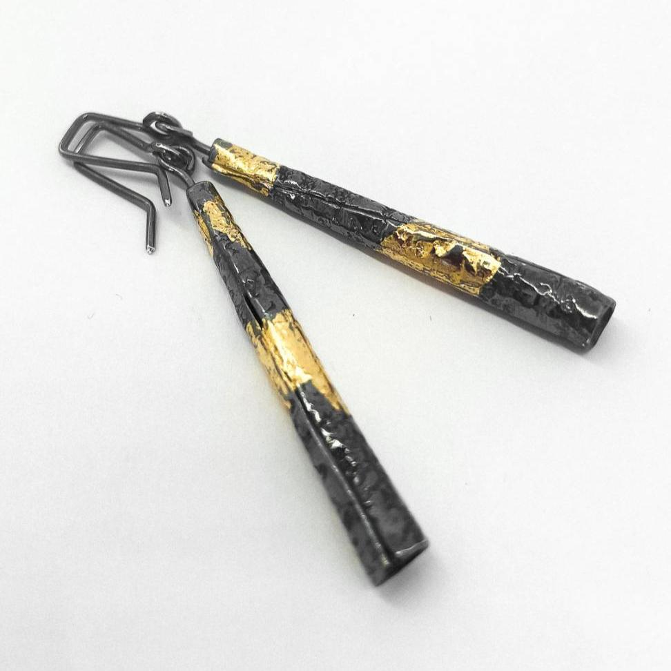 Wrapped Narrow Pendant Earrings - Mid Length - HerbertandWilks Jewellery