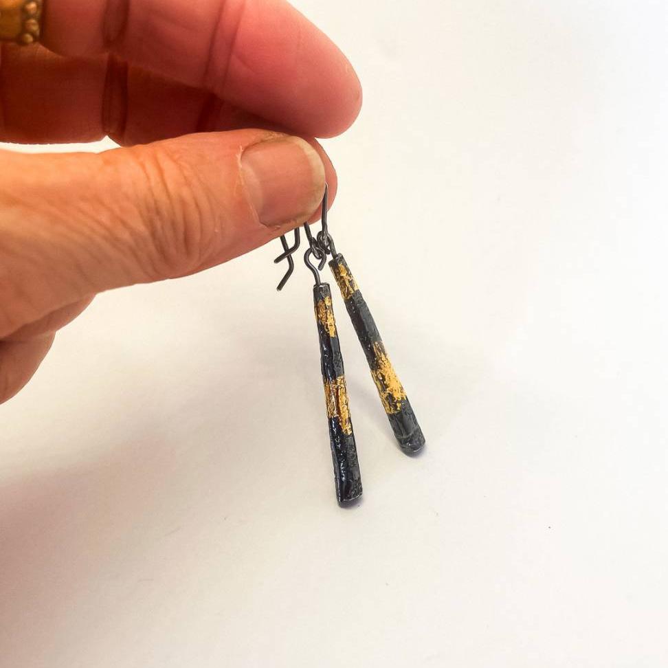 Wrapped Narrow Pendant Earrings - Mid Length - HerbertandWilks Jewellery