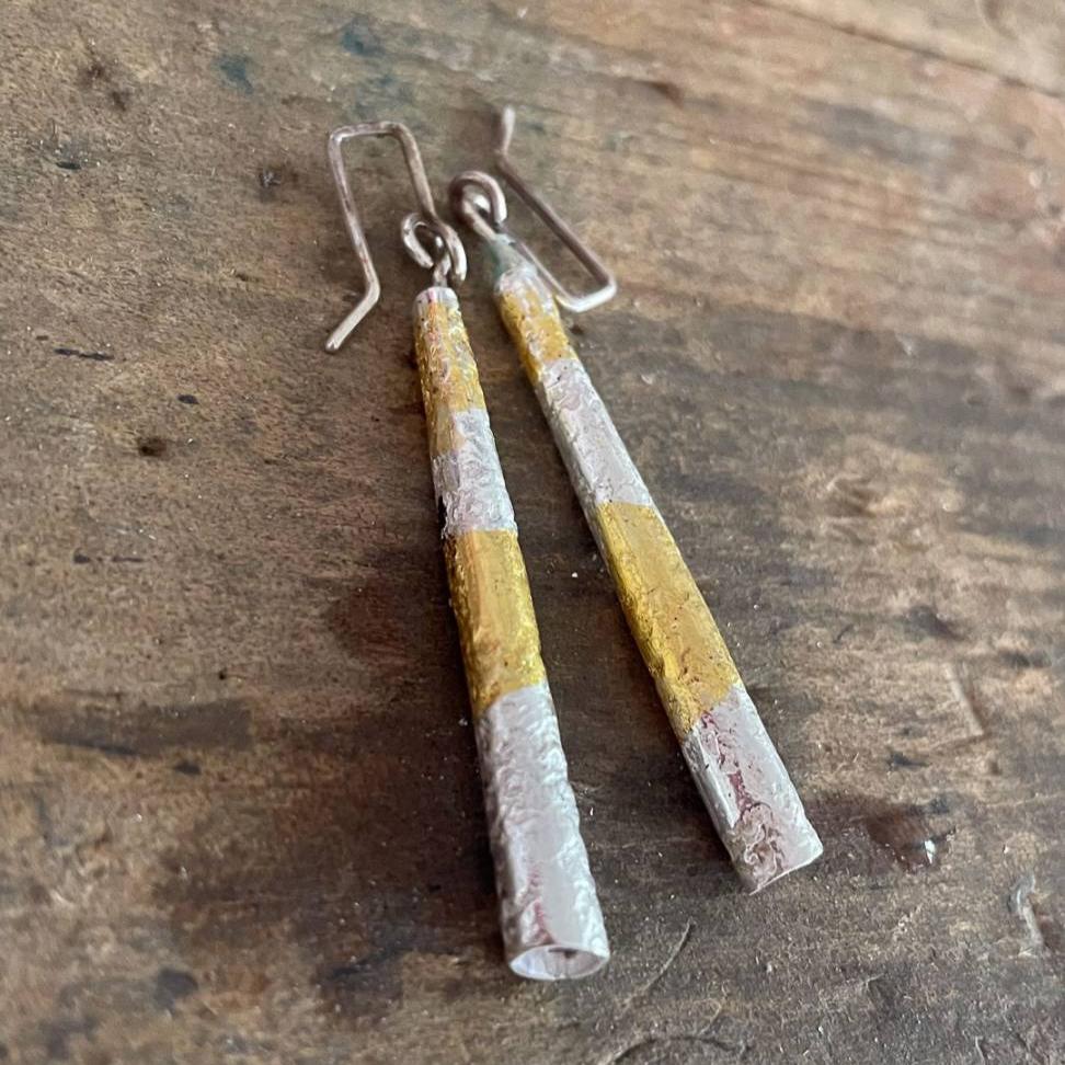 Wrapped Narrow Pendant Earrings - Mid Length - HerbertandWilks Jewellery